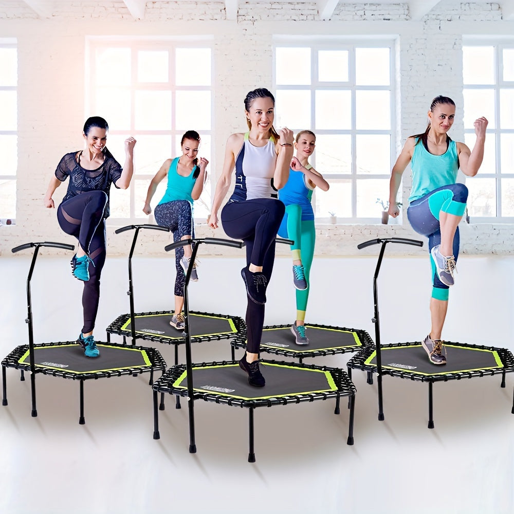 ONETWOFIT 1pc 48" Mini Trampoline With Adjustable Handle Bar, Fitness Trampoline For Workout