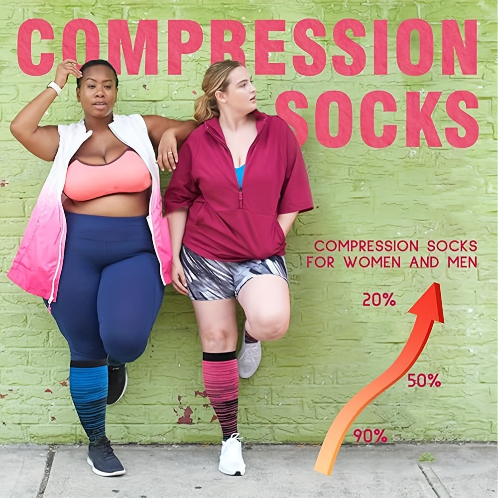 8 Pairs Plus Size Compression Socks Wide Calf for Men Women Knee Support Hose Medias De Compresión Para Mujer Accessories for Work Leg Long Compression Stockings Pregnancy Maternity Travel Beat Rated