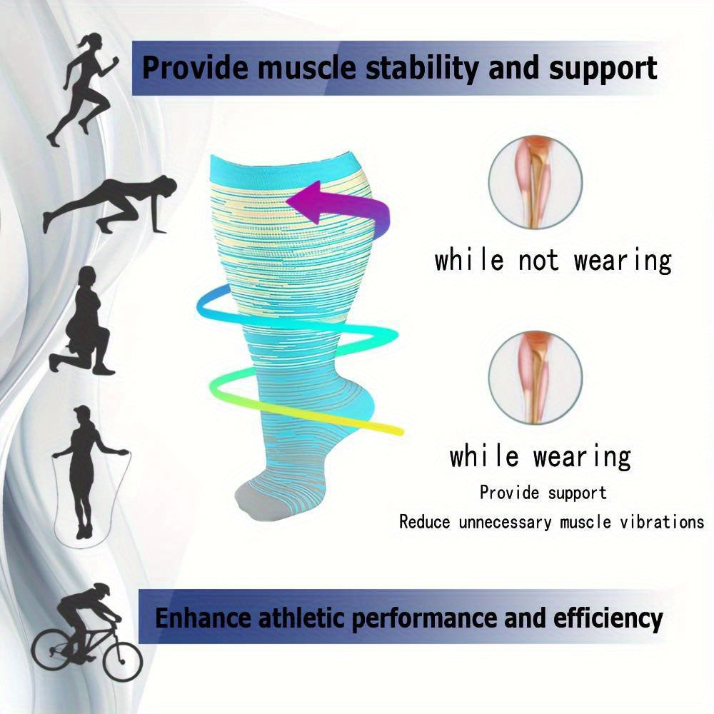 8 Pairs Plus Size Compression Socks Wide Calf for Men Women Knee Support Hose Medias De Compresión Para Mujer Accessories for Work Leg Long Compression Stockings Pregnancy Maternity Travel Beat Rated