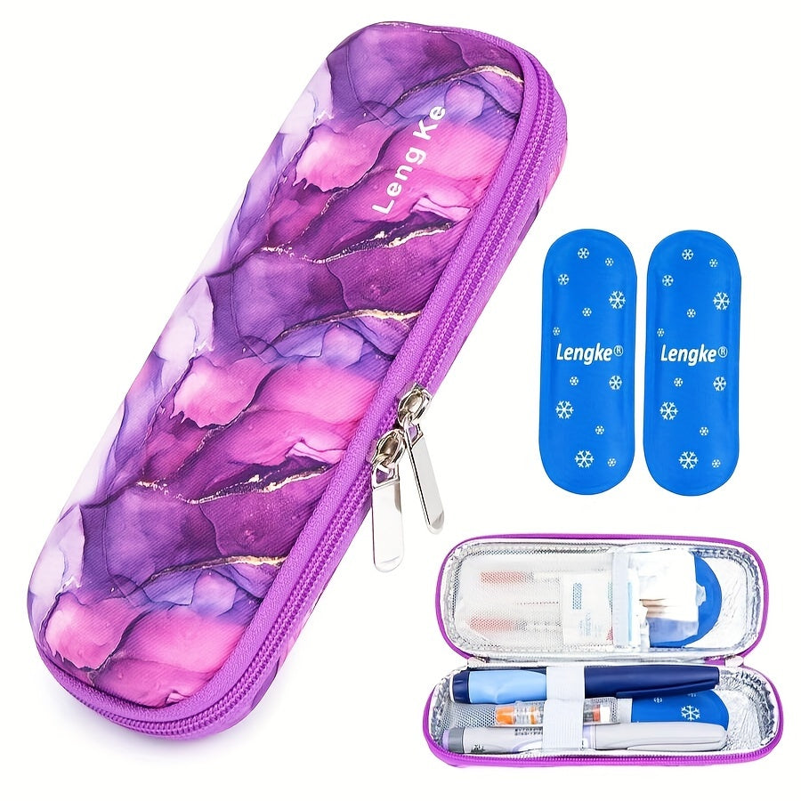 2 Gel Packs Travel-Friendly Insulin Cooler Case - Durable Nylon Diabetic Medication Carrier for Outdoor & Sports