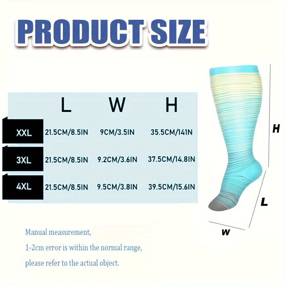 8 Pairs Plus Size Compression Socks Wide Calf for Men Women Knee Support Hose Medias De Compresión Para Mujer Accessories for Work Leg Long Compression Stockings Pregnancy Maternity Travel Beat Rated