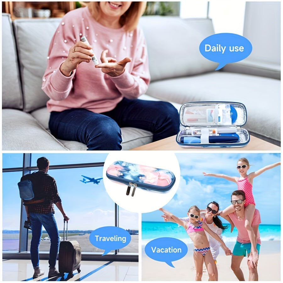 2 Gel Packs Travel-Friendly Insulin Cooler Case - Durable Nylon Diabetic Medication Carrier for Outdoor & Sports