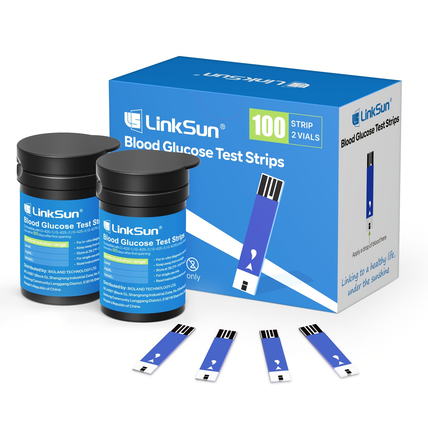 LinkSun Blood Glucose Meter Kit Includes Meter, 100 Test Strips, 100 Lancets, And Lancing Device, Easy-to-Use One-Touch Testing Diabetes Care Kit for Home Diabetes Care