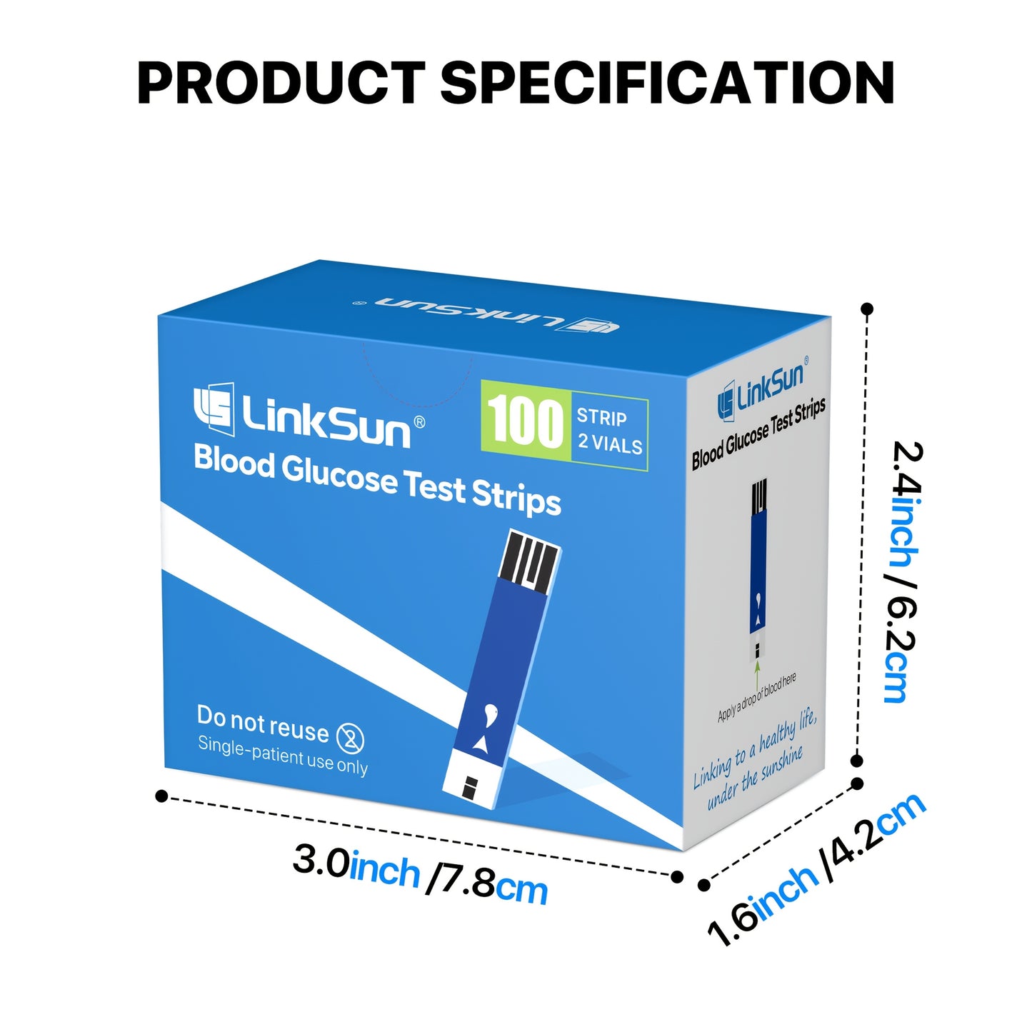 LinkSun Blood Glucose Meter Kit Includes Meter, 100 Test Strips, 100 Lancets, And Lancing Device, Easy-to-Use One-Touch Testing Diabetes Care Kit for Home Diabetes Care