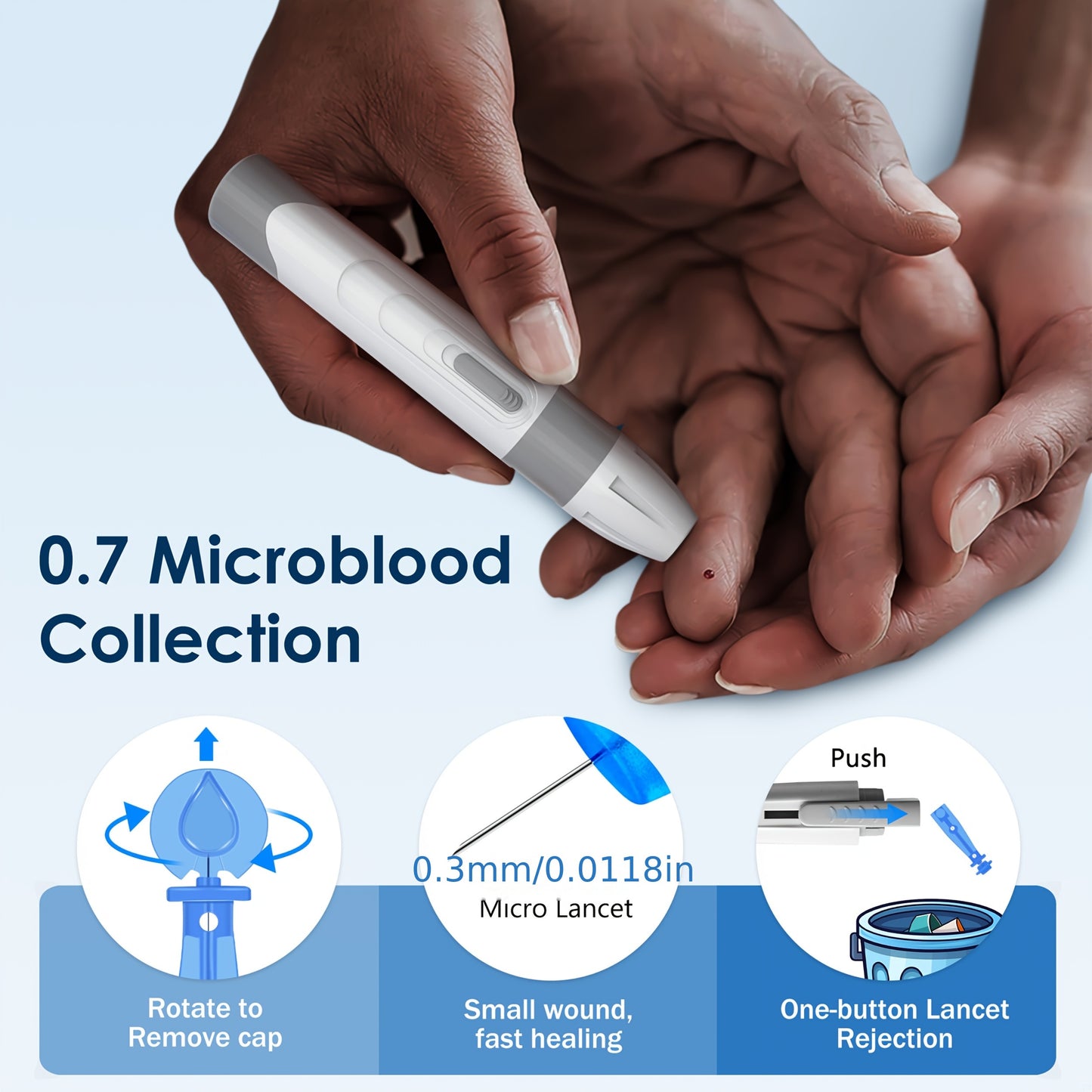 LinkSun Blood Glucose Meter Kit Includes Meter, 100 Test Strips, 100 Lancets, And Lancing Device, Easy-to-Use One-Touch Testing Diabetes Care Kit for Home Diabetes Care