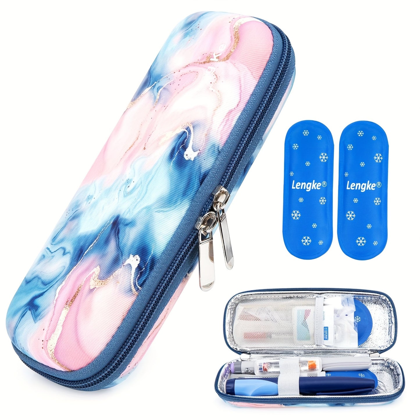 2 Gel Packs Travel-Friendly Insulin Cooler Case - Durable Nylon Diabetic Medication Carrier for Outdoor & Sports