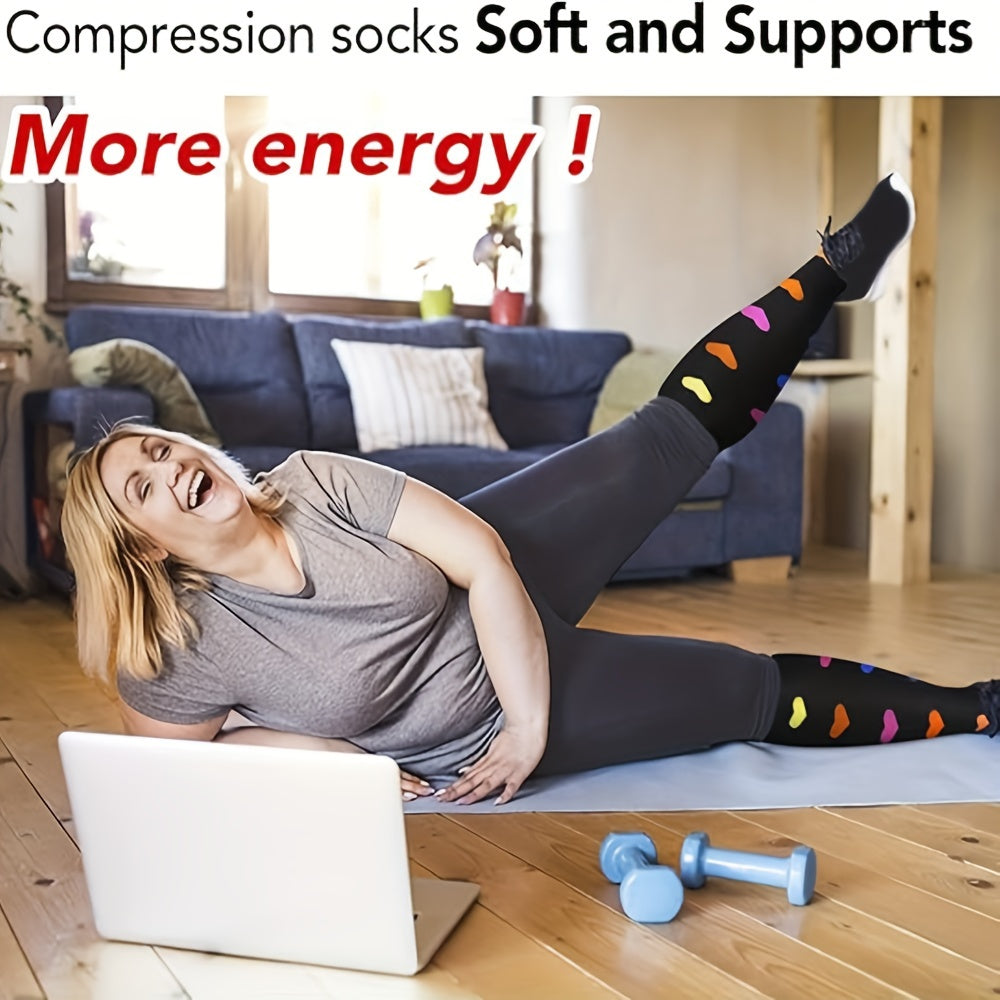8 Pairs Plus Size Compression Socks Wide Calf for Men Women Knee Support Hose Medias De Compresión Para Mujer Accessories for Work Leg Long Compression Stockings Pregnancy Maternity Travel Beat Rated