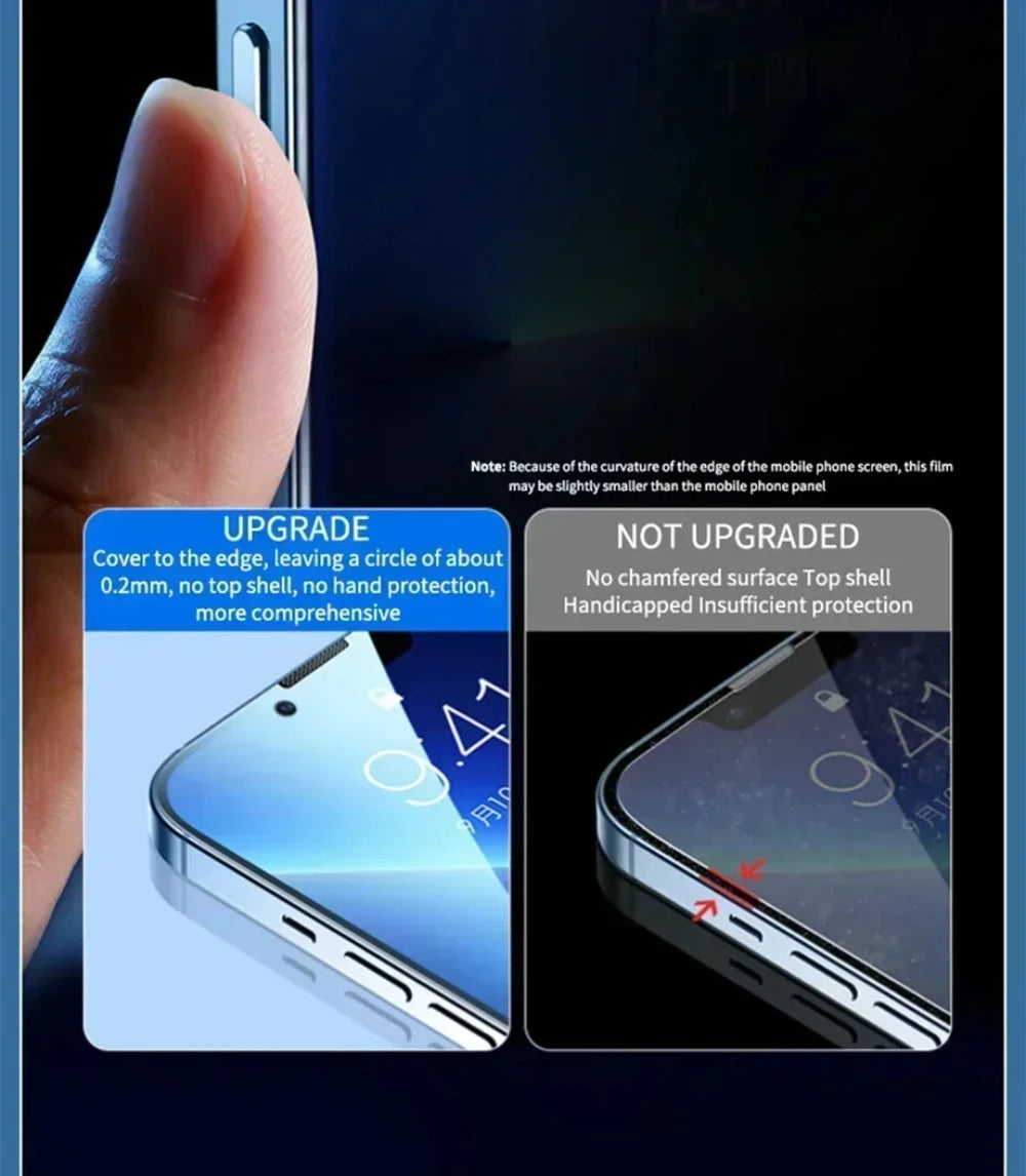 NNBILI 4Pcs Full Cover Privacy Screen Protector For iPhone 11 12 13 14 15 16 Pro Max Anti-spy Glass For iPhone16 Plus 16e Glass