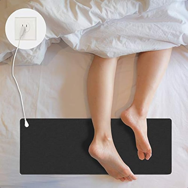 Grounding Pad for Improved Sleep Reduced Anxiety Pain and Inflammation Headache Relief Pain Relief Skin Health Anti-Aging Energy Recovery. Grounding Mat Reduces Stress 40'' x 12'' Black