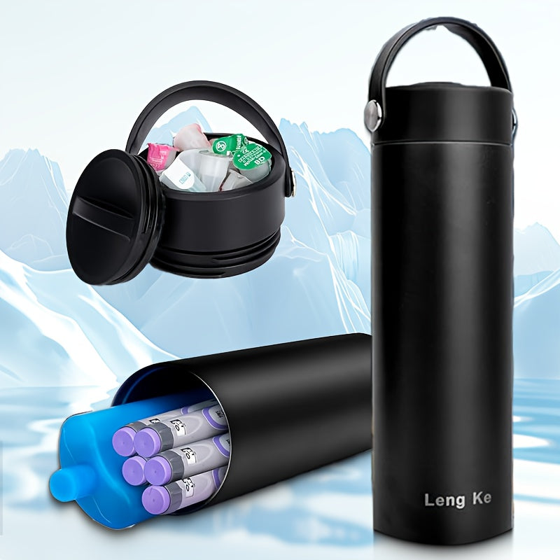Diabetes Insulin Pen and Supplies Travel Case with TSA-Approved Ice Pack - Portable Medication Cooler Bag for Diabetic Organizing, Sturdy Zippered Pouch with Multiple Cooling Chambers