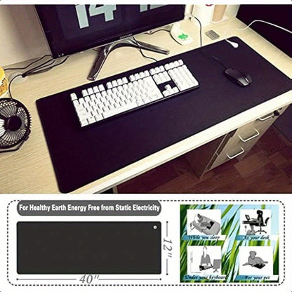 Grounding Pad for Improved Sleep Reduced Anxiety Pain and Inflammation Headache Relief Pain Relief Skin Health Anti-Aging Energy Recovery. Grounding Mat Reduces Stress 40'' x 12'' Black