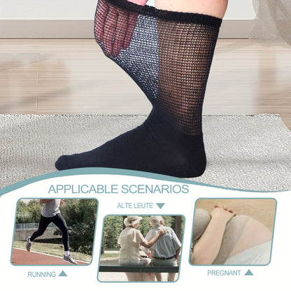 4 Pairs Diabetic Socks For Men Women Loose Fit Non-Binding Seamless Cuff Extra Wide Crew Socks