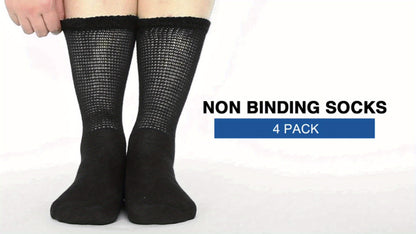 4 Pairs Diabetic Socks For Men Women Loose Fit Non-Binding Seamless Cuff Extra Wide Crew Socks