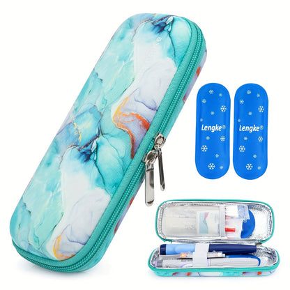 2 Gel Packs Travel-Friendly Insulin Cooler Case - Durable Nylon Diabetic Medication Carrier for Outdoor & Sports