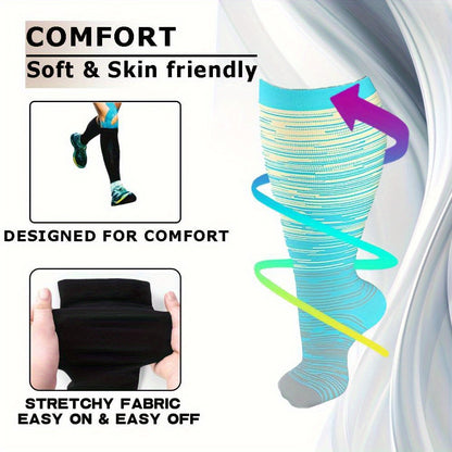 8 Pairs Plus Size Compression Socks Wide Calf for Men Women Knee Support Hose Medias De Compresión Para Mujer Accessories for Work Leg Long Compression Stockings Pregnancy Maternity Travel Beat Rated