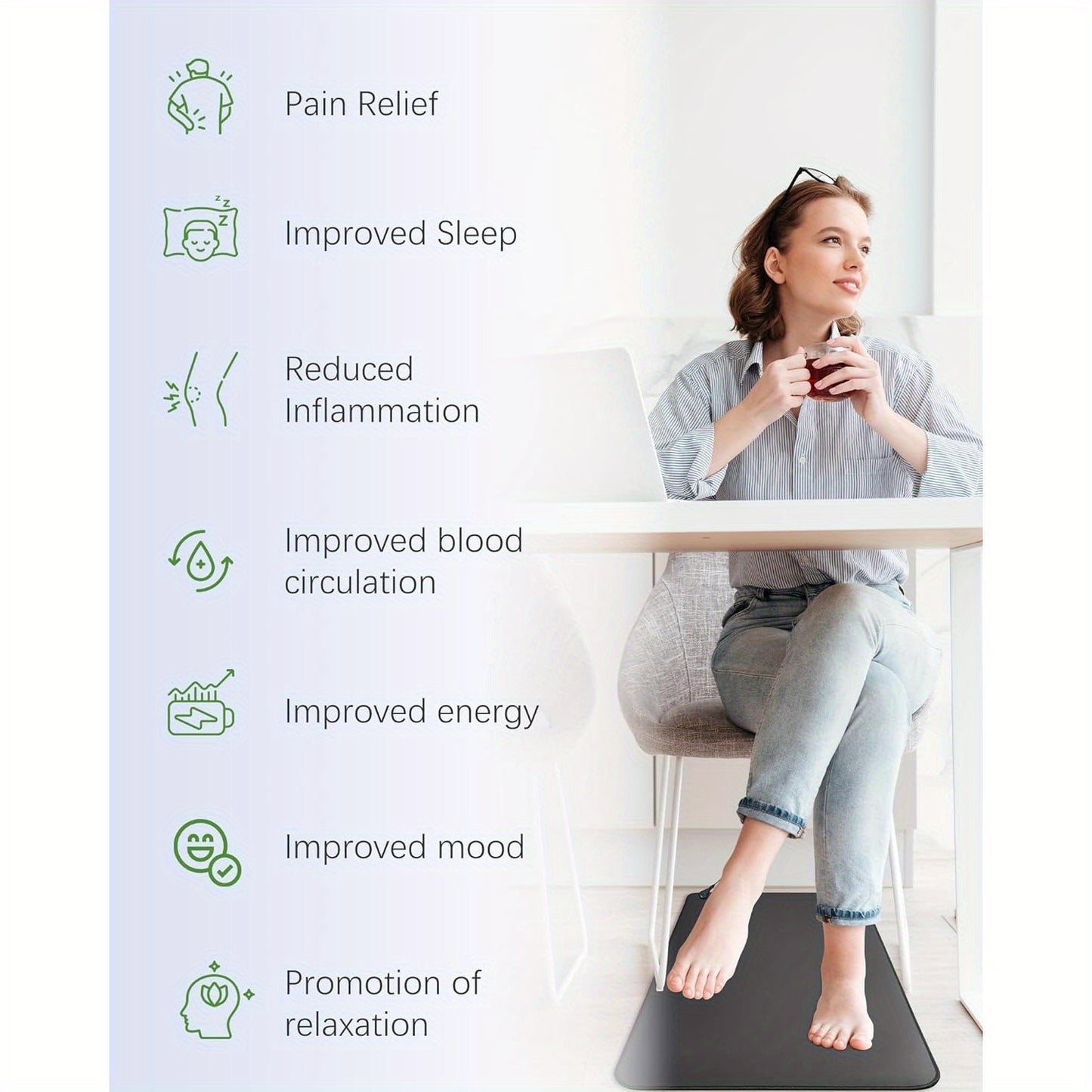 Grounding Mat, 13 x 23.6inch Earthing Mat Grounding Pad for Desk for Improves Sleep, Enhanced Circulation, Reduces Inflammation, Pain, and Anxiety