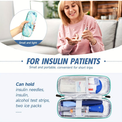 2 Gel Packs Travel-Friendly Insulin Cooler Case - Durable Nylon Diabetic Medication Carrier for Outdoor & Sports