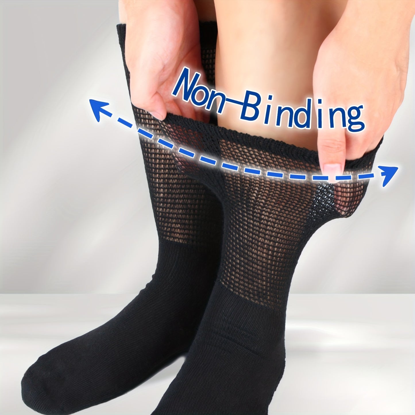 4 Pairs Diabetic Socks For Men Women Loose Fit Non-Binding Seamless Cuff Extra Wide Crew Socks