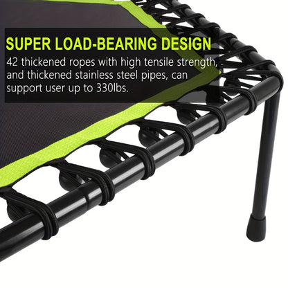 ONETWOFIT 1pc 48" Mini Trampoline With Adjustable Handle Bar, Fitness Trampoline For Workout