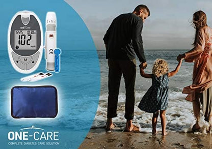 Glucose Monitoring System with Glucometer, 10 Test Strips, Lancing Device, 10 Lancets, and Carrying Case -Blood Sugar Testing Kit for Diabetes Patients, Complete Diabetic Self-Testing Kit with Meter, Strips, and Lancets for Fingerprick and Capillary Blood Testing
