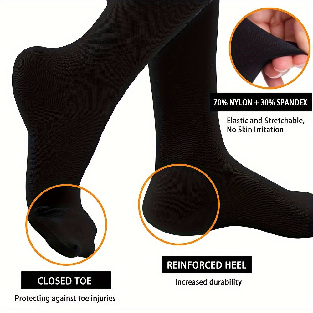 20-30mmHg Medical Compression Socks for Men and Women, Closed toe Stockings Nursing Knee High Wide Calf Socks Improve Circulation and Aid in Recovery