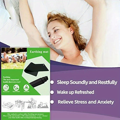 Grounding Pad for Improved Sleep Reduced Anxiety Pain and Inflammation Headache Relief Pain Relief Skin Health Anti-Aging Energy Recovery. Grounding Mat Reduces Stress 40'' x 12'' Black
