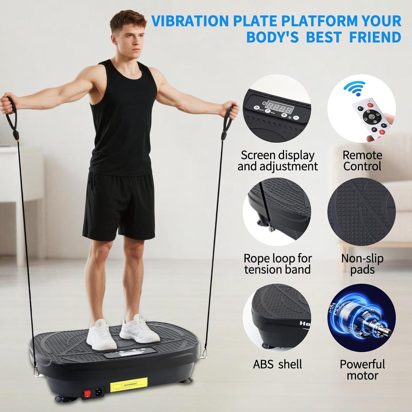 Vibration Plate Exercise Machine, Vibrating Plate for Lymphatic Drainage, Full Body Shake Platform Board for Home Fitness and Fat Burning, Sport Gym Equipment for Women Men