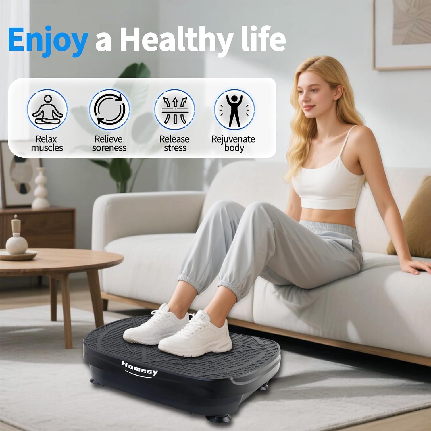 Vibration Plate Exercise Machine, Vibrating Plate for Lymphatic Drainage, Full Body Shake Platform Board for Home Fitness and Fat Burning, Sport Gym Equipment for Women Men