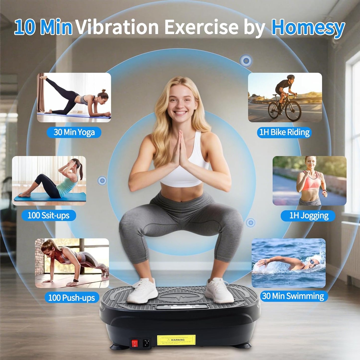 Vibration Plate Exercise Machine, Vibrating Plate for Lymphatic Drainage, Full Body Shake Platform Board for Home Fitness and Fat Burning, Sport Gym Equipment for Women Men
