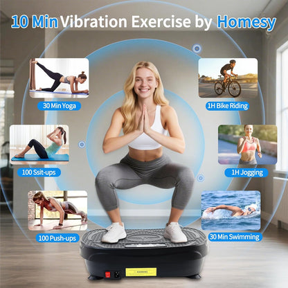 Vibration Plate Exercise Machine, Vibrating Plate for Lymphatic Drainage, Full Body Shake Platform Board for Home Fitness and Fat Burning, Sport Gym Equipment for Women Men
