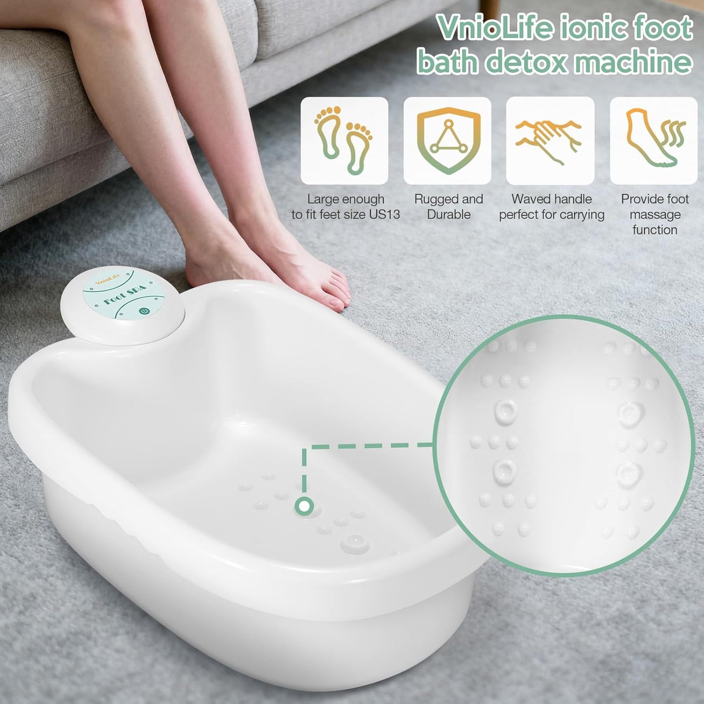 Ionic Foot Bath Detox Machine with Bag, Portable Foot Detox Machine, Ionic Foot Spa Ion Cleanse for Home Beauty Salon Spa with Arrays, 100 Liners