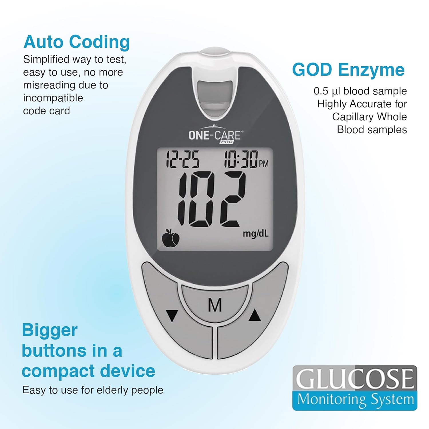 Glucose Monitoring System with Glucometer, 10 Test Strips, Lancing Device, 10 Lancets, and Carrying Case -Blood Sugar Testing Kit for Diabetes Patients, Complete Diabetic Self-Testing Kit with Meter, Strips, and Lancets for Fingerprick and Capillary Blood Testing