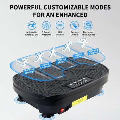 Vibration Plate Exercise Machine, Vibrating Plate for Lymphatic Drainage, Full Body Shake Platform Board for Home Fitness and Fat Burning, Sport Gym Equipment for Women Men