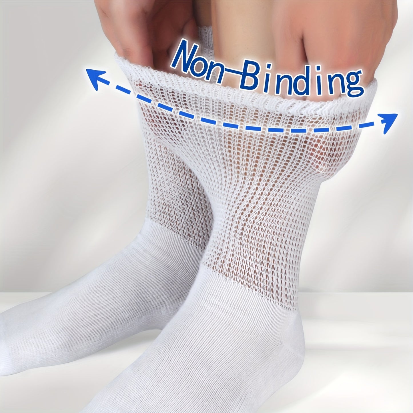 4 Pairs Diabetic Socks For Men Women Loose Fit Non-Binding Seamless Cuff Extra Wide Crew Socks