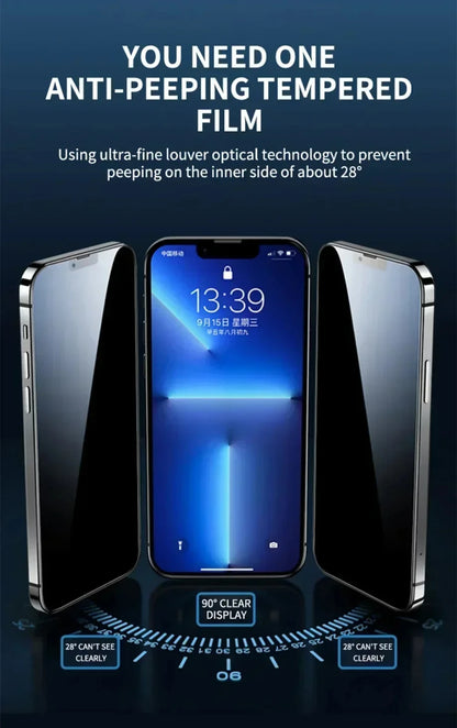 NNBILI 4Pcs Full Cover Privacy Screen Protector For iPhone 11 12 13 14 15 16 Pro Max Anti-spy Glass For iPhone16 Plus 16e Glass