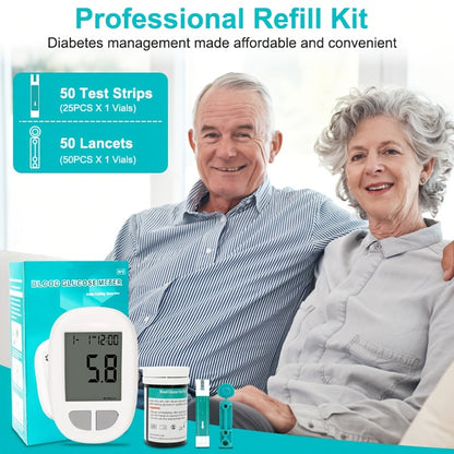 Blood Sugar Monitor, Blood Glucose Monitoring Kit, Including 1 Blood Glucose Meter, 50 Test Tapes, 50 Needles And Puncture Devices, Large Screen Display | No Code | Home Diabetes Care Tools, Health Gift Set, The Best Gift For