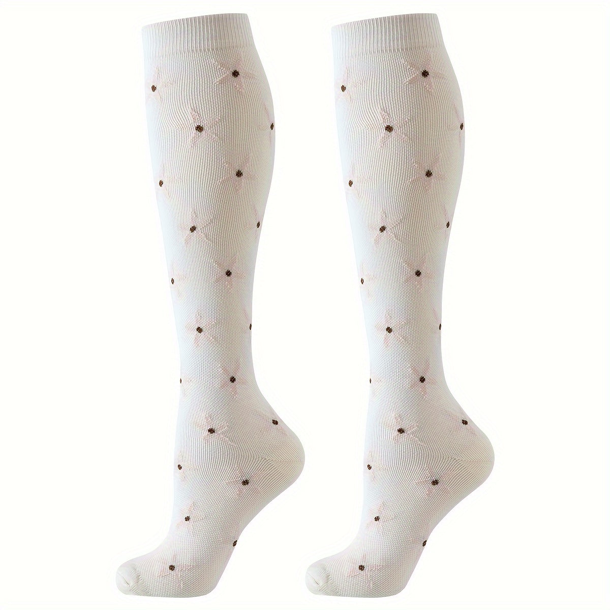 6pcs Floral Compression Socks For Women - Breathable, Moisture-Wicking Nylon Blend, Ideal For Sports & Outdoor Activities Compression Socks Women Plus Size Compression Stockings For Women