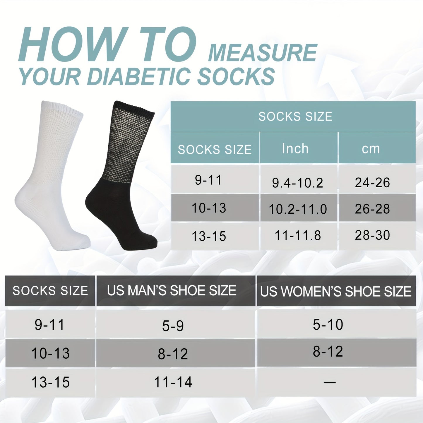 4 Pairs Diabetic Socks For Men Women Loose Fit Non-Binding Seamless Cuff Extra Wide Crew Socks