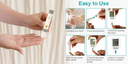 Blood Sugar Monitor, Blood Glucose Monitoring Kit, Including 1 Blood Glucose Meter, 50 Test Tapes, 50 Needles And Puncture Devices, Large Screen Display | No Code | Home Diabetes Care Tools, Health Gift Set, The Best Gift For