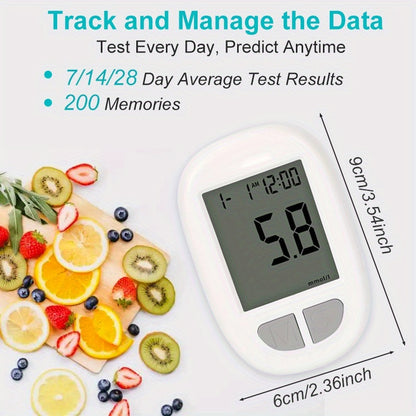 Blood Sugar Monitor, Blood Glucose Monitoring Kit, Including 1 Blood Glucose Meter, 50 Test Tapes, 50 Needles And Puncture Devices, Large Screen Display | No Code | Home Diabetes Care Tools, Health Gift Set, The Best Gift For