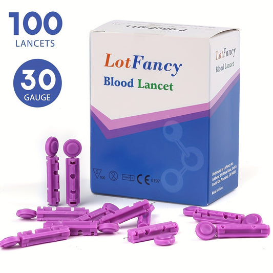LotFancy 100Pcs Lancets for Blood Testing 30 Gauge Twist Top Lancets for Glucose Diabetes Testing Disposable Blood Sugar Test