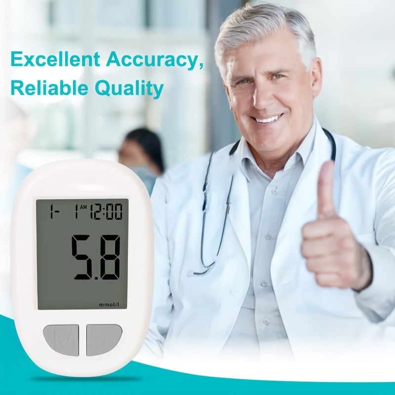 Blood Sugar Monitor, Blood Glucose Monitoring Kit, Including 1 Blood Glucose Meter, 50 Test Tapes, 50 Needles And Puncture Devices, Large Screen Display | No Code | Home Diabetes Care Tools, Health Gift Set, The Best Gift For
